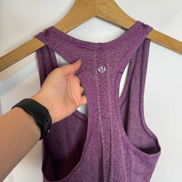 Lululemon Swiftly Tech Racerback Tank Heathered Plum Purple Seamless Knit Size 6 - Picture 4 of 5